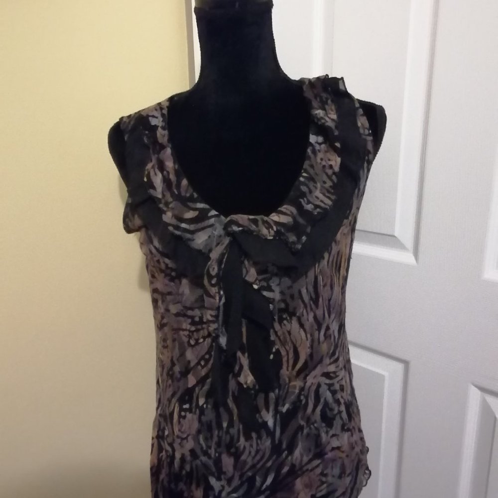 Sheer ruffle tank top